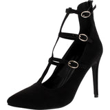 Breckelles - Women's 3 Straps Pointy Heel Dress Shoes - Black - V.I.M. - 1
