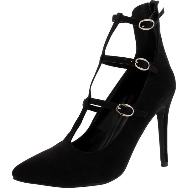 Breckelles - Women's 3 Straps Pointy Heel Dress Shoes - Black - V.I.M. - 1
