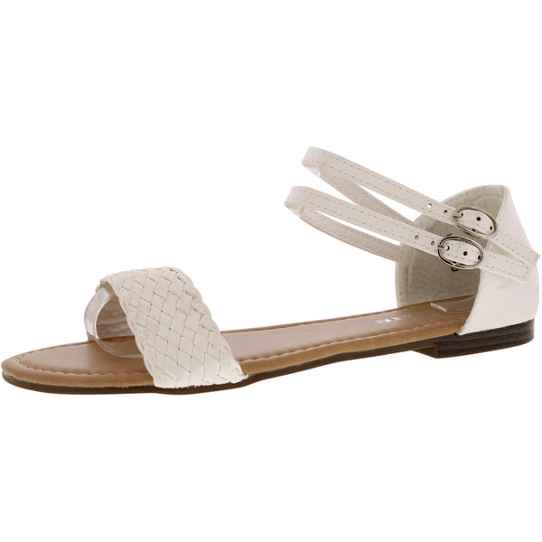 Bellamarie - Women's Braided Side Buckle Sandals - White - V.I.M. - 1