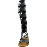Bamboo - Women's Lace Up PU Gladiator Sandals - Black - V.I.M. - 3