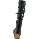 Bamboo - Women's Lace Up PU Gladiator Sandals - Black - V.I.M. - 4