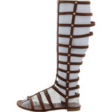 Bamboo - Women's Side Elastic Tall Gladiator Sandals - Chestnut - V.I.M. - 2
