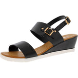 Wild Diva - Women's Buckle Zipper Wedge Sneakers - Black