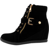 Lucita - Women's Side Zipper Buckle Wedges - Black - V.I.M. - 2