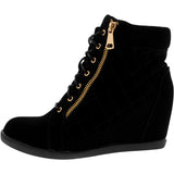 Lucita - Women's Side Zipper Quilted Wedges - Black - V.I.M. - 3