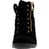 Lucita - Women's Side Zipper Quilted Wedges - Black - V.I.M. - 4