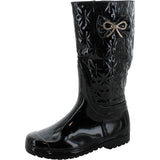 Lucky Top - Girls Bow Fashion Rain Boots - Black - V.I.M. - 1