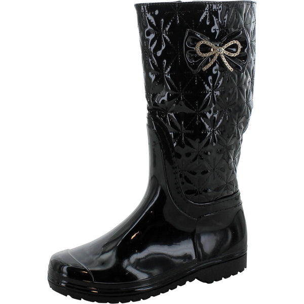 Lucky Top - Girls Bow Fashion Rain Boots - Black - V.I.M. - 1