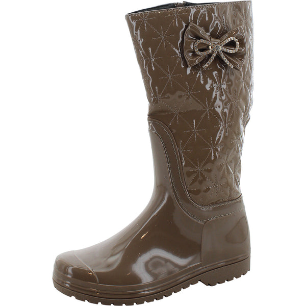 Lucky Top - Girls Bow Fashion Rain Boots - Khaki - V.I.M. - 1