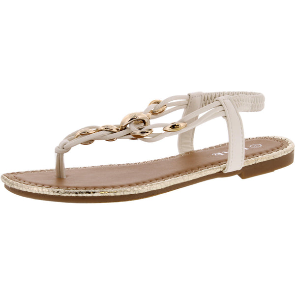 Link - Junior's Chain T-Strap Sandals - White - V.I.M. - 1