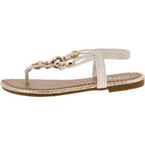 Link - Junior's Chain T-Strap Sandals - White - V.I.M. - 2